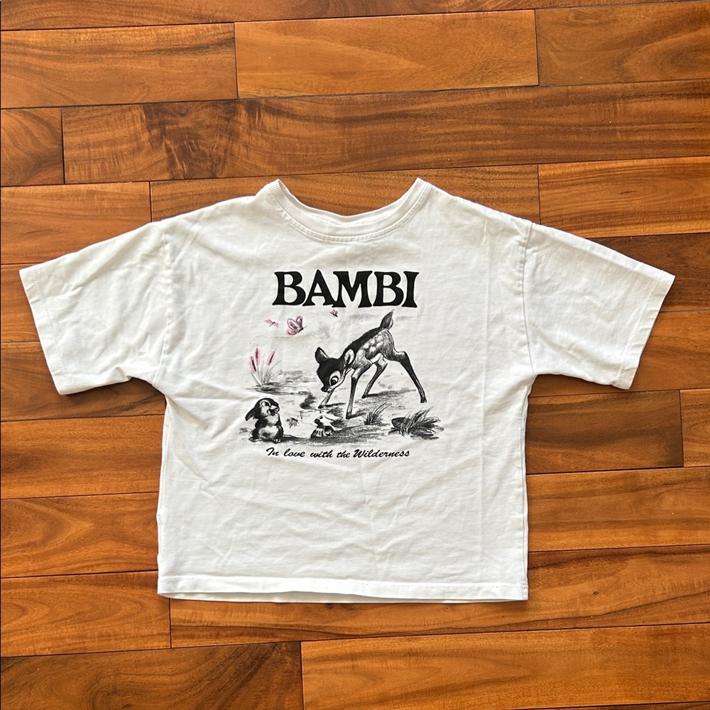 Zara White Bambi Graphic Kids T-Shirt